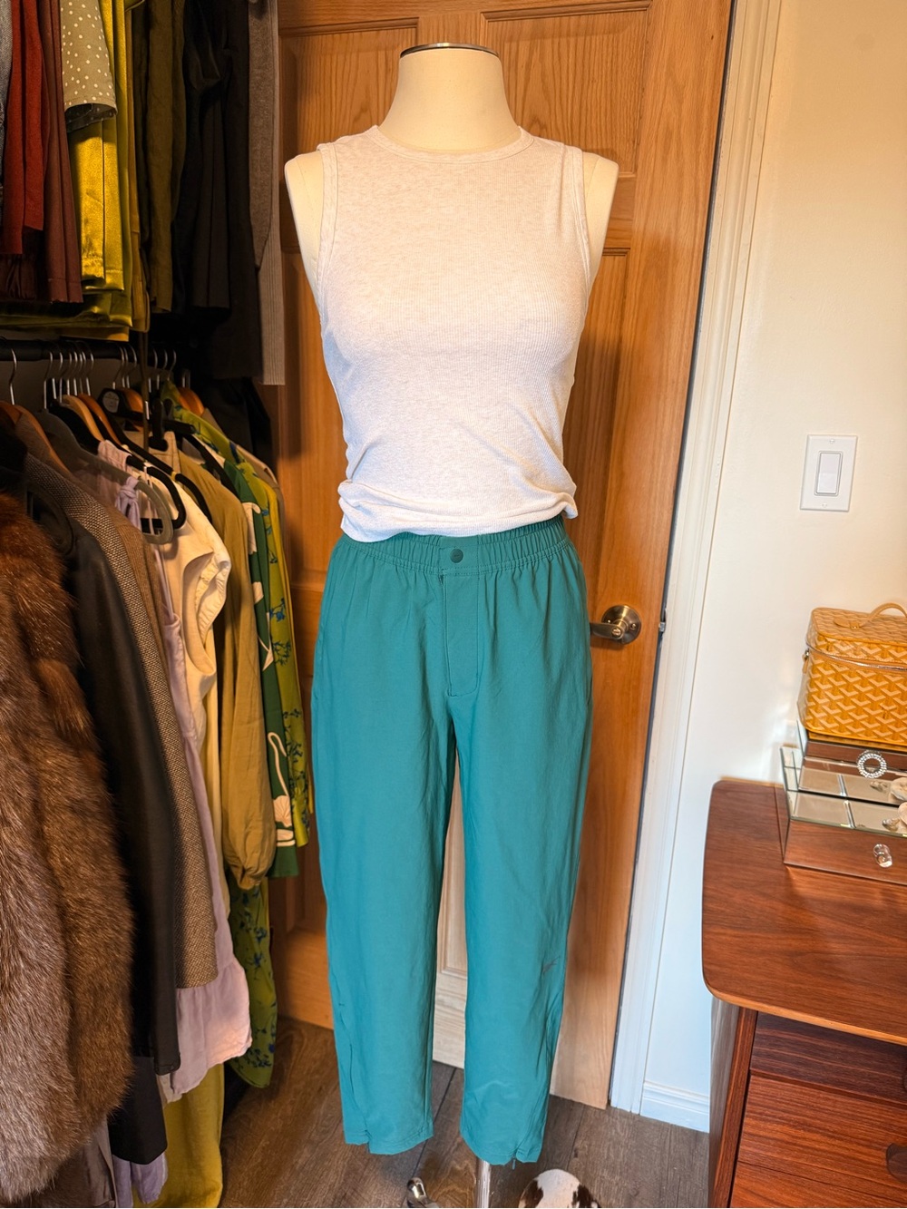 Reebok Women's Teal Elastic-Waist Track Pants